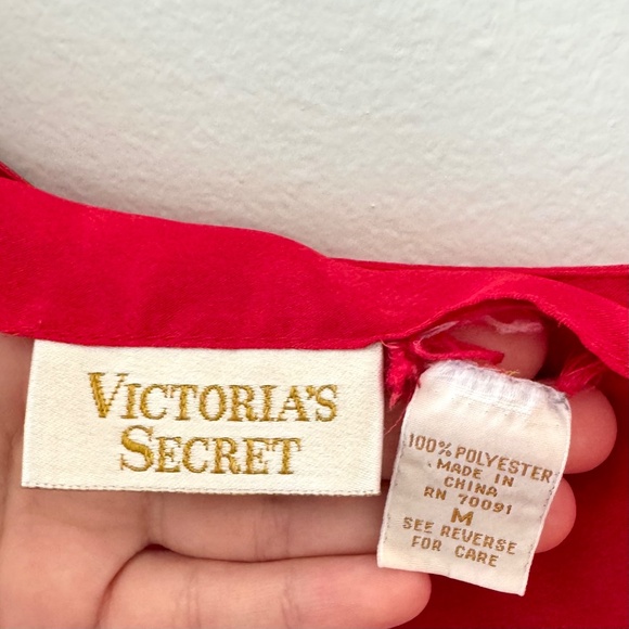 Victoria's Secret  Red Satin Slip Dress with Side Ruffle - Picture 8 of 10